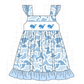 PO101 Blue camouflage whale embroidery ruffle collection