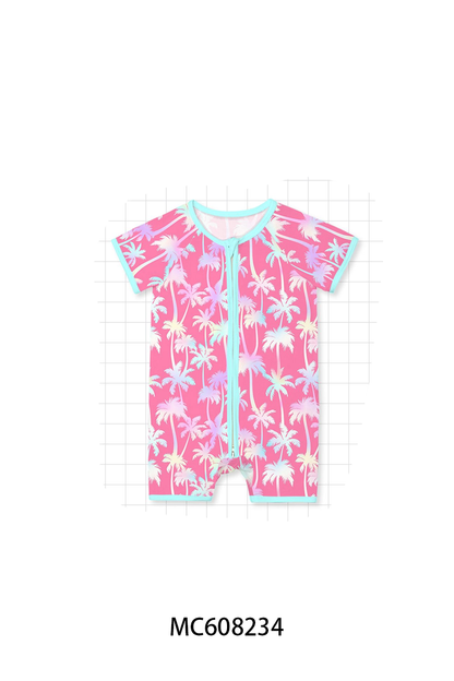 PO101 Pink palm tree print bamboo collection