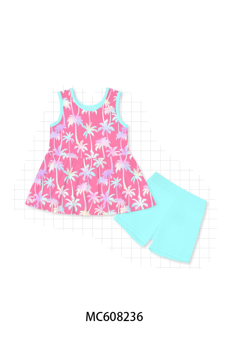 PO101 Pink palm tree print bamboo collection