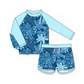 PO101 Blue palm print swimsuit collection