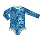 PO101 Blue palm print swimsuit collection