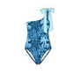 PO101 Blue palm print swimsuit collection