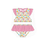 PO101 Pink checkered patchwork ruffle swimsuit collection