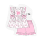 PO101 Pink easter bunny monogram embroidery ruffle collection