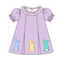 PO101 Purple&blue easter bunny embroidery checkered collection