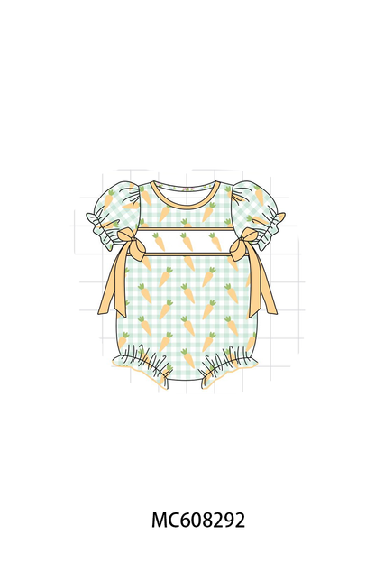 PO101 Green gingham easter carrot embroidery collection