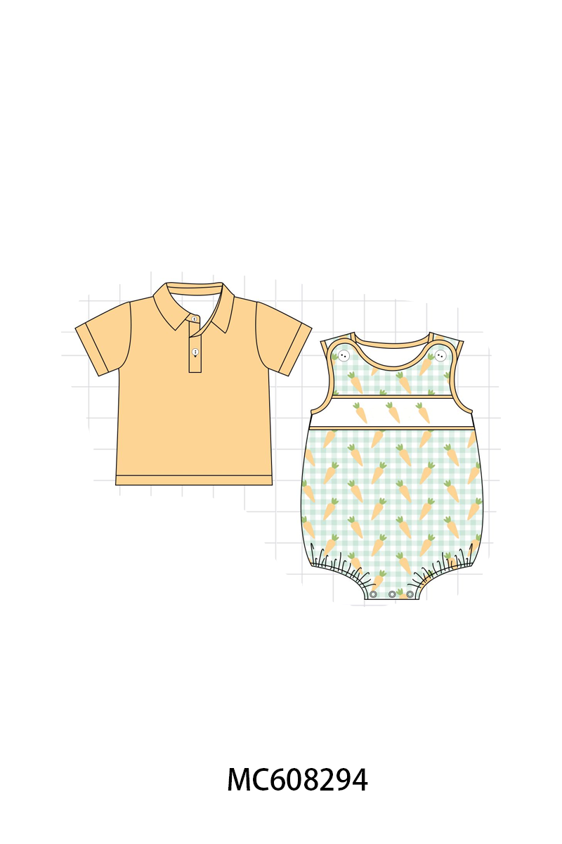 PO101 Green gingham easter carrot embroidery collection