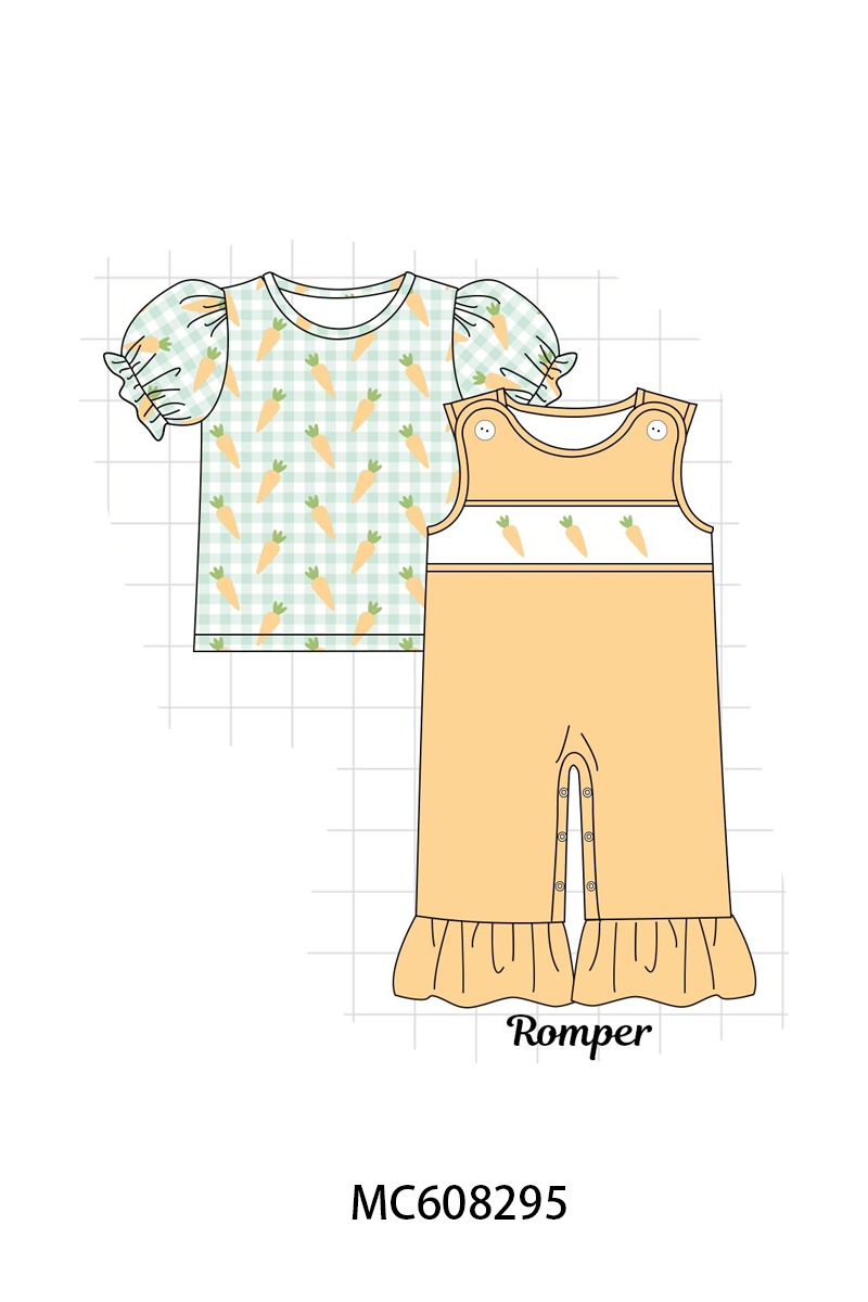PO101 Green gingham easter carrot embroidery collection