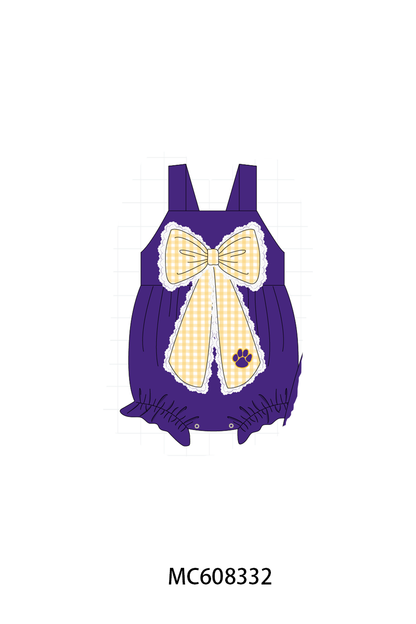 PO101 Purple LSU embroidery gingham collection 1