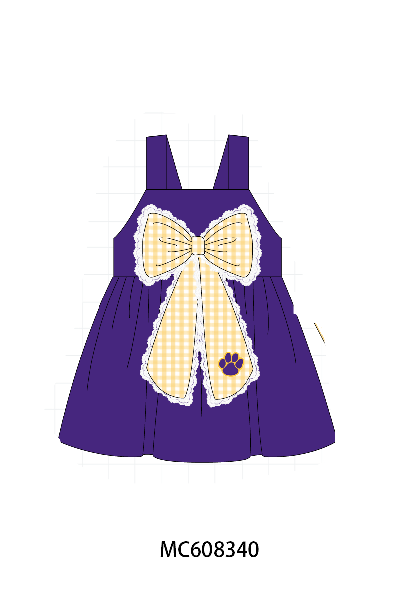 PO101 Purple LSU embroidery gingham collection 1