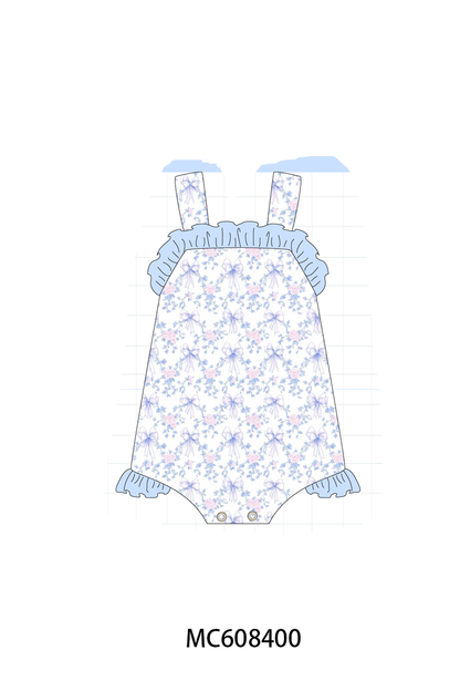 PO101 Blue floral bow plaid ruffle collection 1