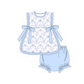 PO101 Blue floral bow plaid ruffle collection 1