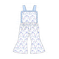 PO101 Blue floral bow plaid ruffle collection 1