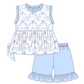 PO101 Blue floral bow plaid ruffle collection 2