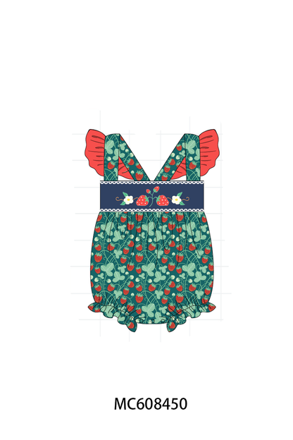 PO101 Green strawberry embroidery collection