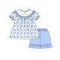 PO101 Blue easter bunny bow embroidery gingham collection