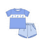 PO101 Blue easter bunny bow embroidery gingham collection