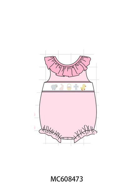PO101 Pink&blue easter bunny embroidery collection