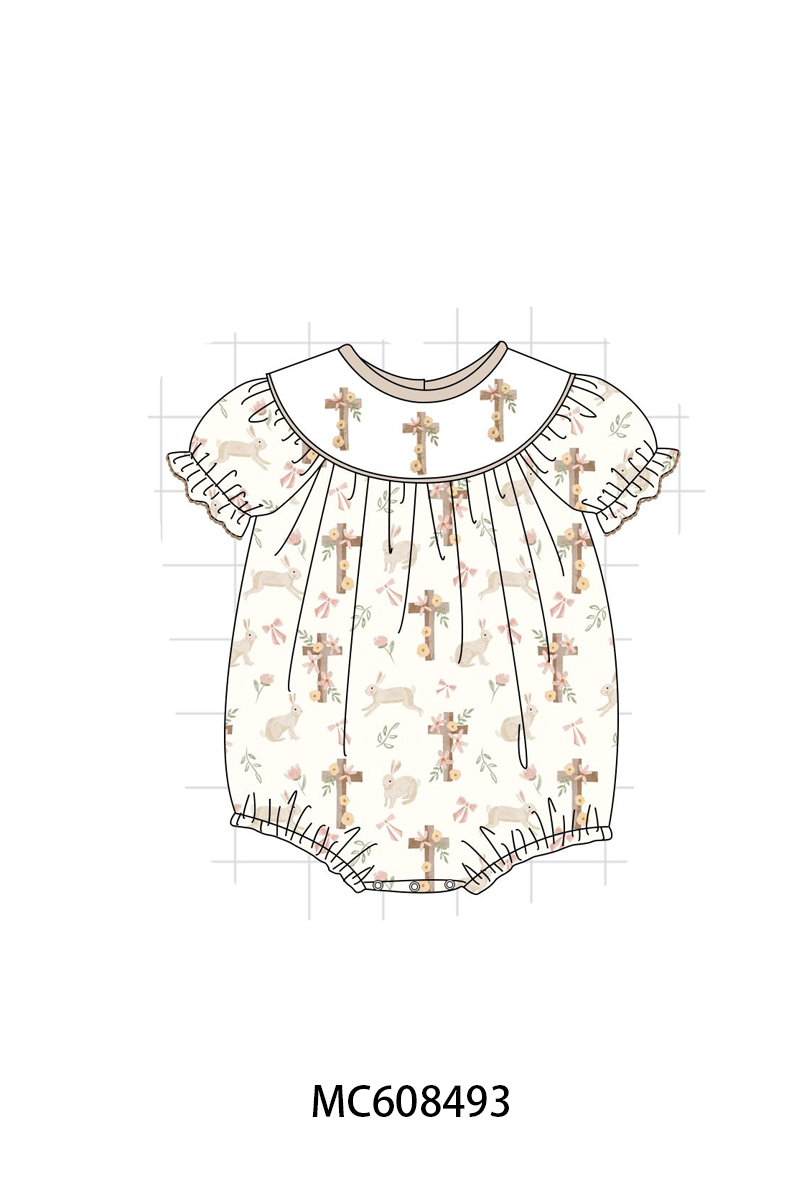 PO101 Brown easter cross bunny embroidery collection