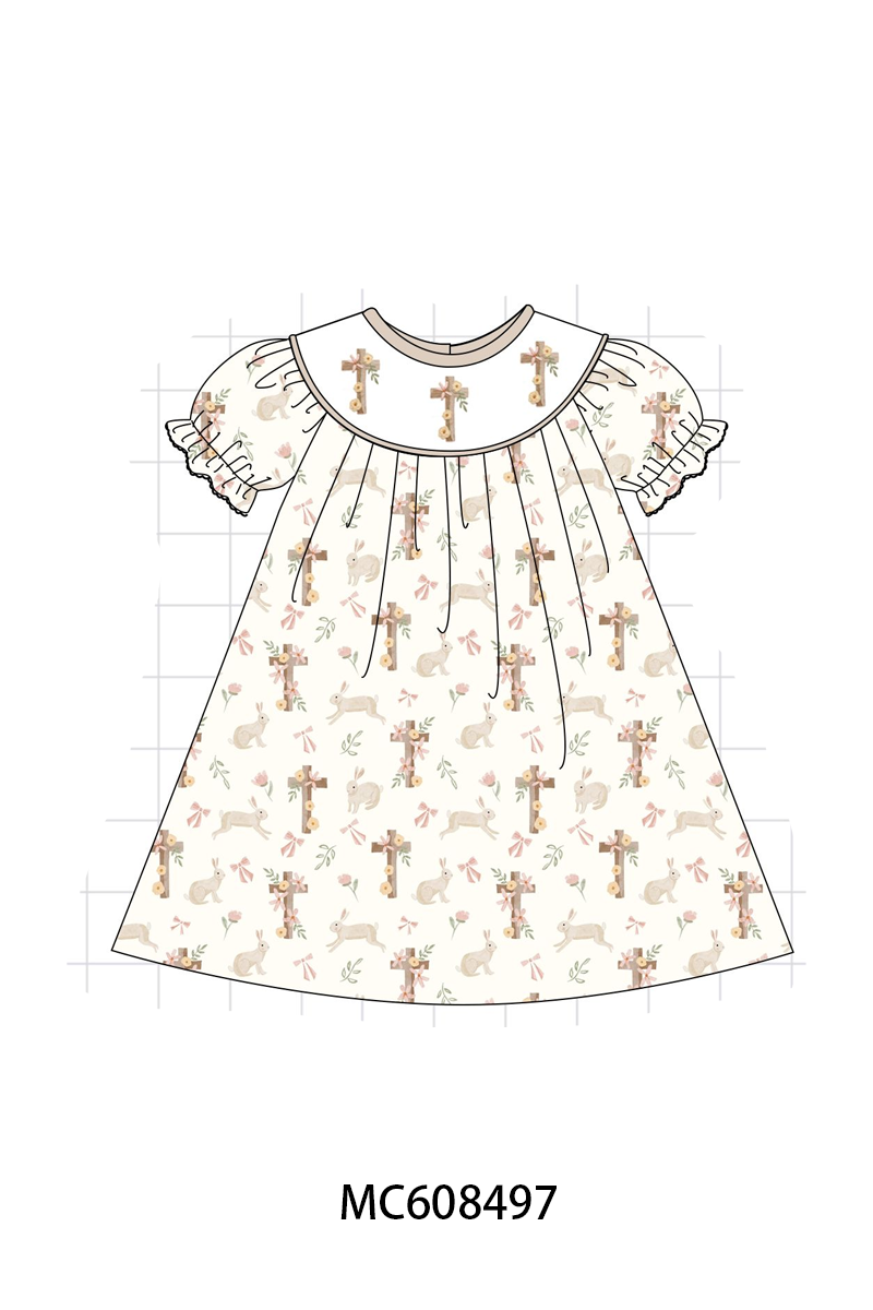 PO101 Brown easter cross bunny embroidery collection