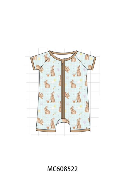 PO101 Blue easter bunny egg print bamboo collection