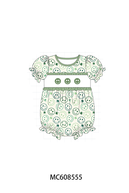 PO101 Sage smiling face clover embroidery collection