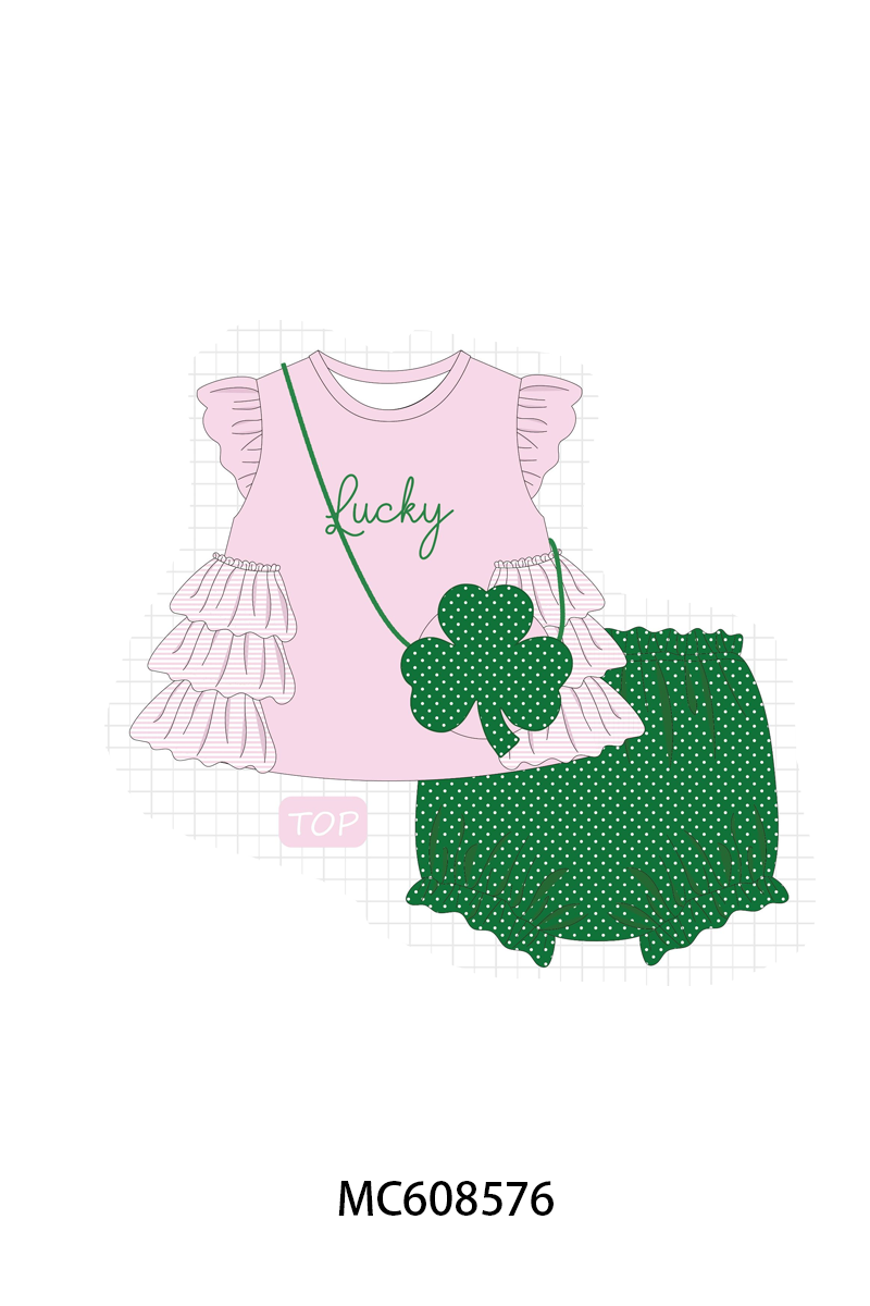 PO101 Pink lucky clover bag ruffle collection
