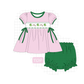 PO101 Pink&green clover rainbow smocked collection