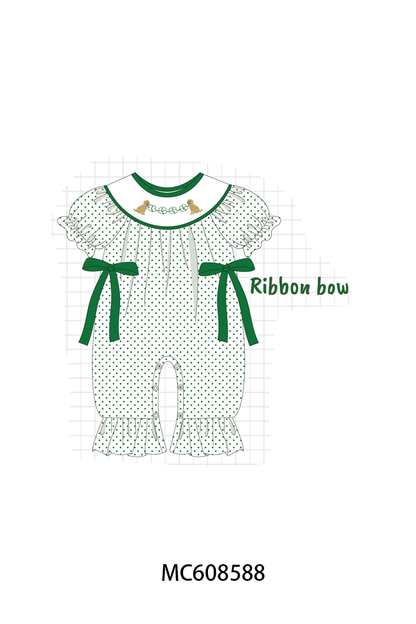 PO101 Green St. Patricks Day puppy clover embroidery plaid collection