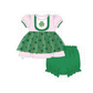 PO101 Green&pink clover embroidery ruffle stripe collection