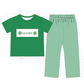PO101 Green&pink clover embroidery ruffle stripe collection