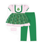 PO101 Green&pink clover embroidery ruffle stripe collection