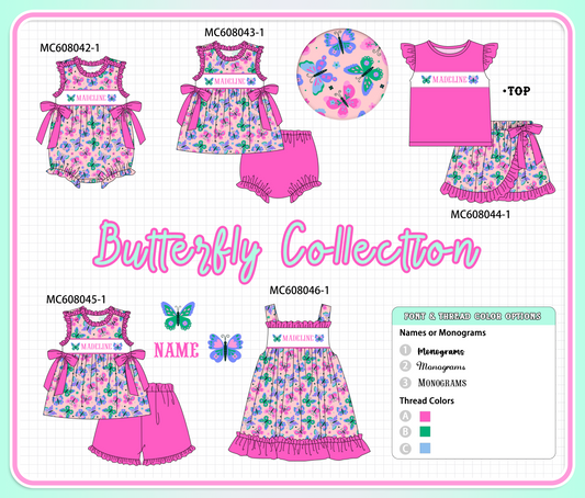 PO101 Magenta monogram embroidery ruffle collection