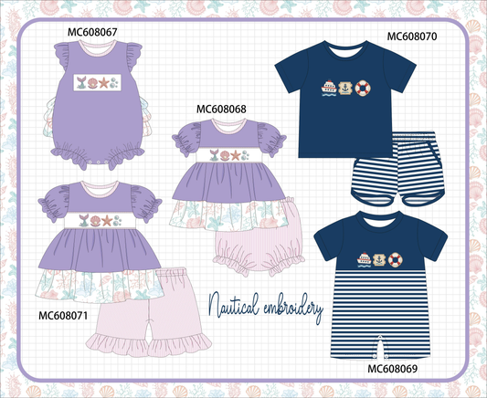 PO101 Navy&purple nautical embroidery collection