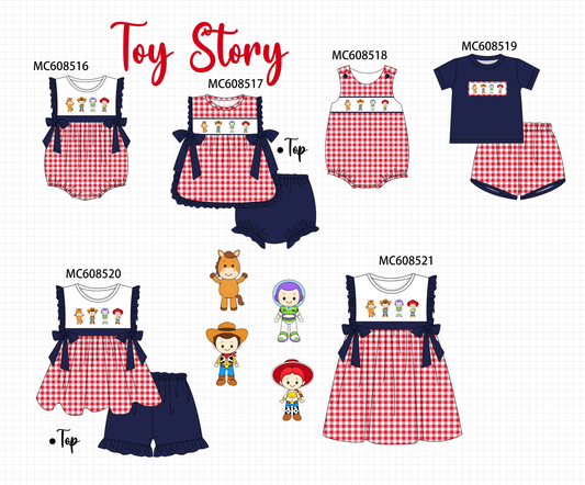 PO101 Navy toy story embroidery gingham collection