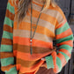 Orange Stripe Color Block Sweater LT