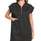 Textured Knit Quarter Zip Dress Zenana RTS