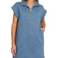 Textured Knit Quarter Zip Dress Zenana RTS