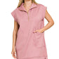 Textured Knit Quarter Zip Dress Zenana RTS