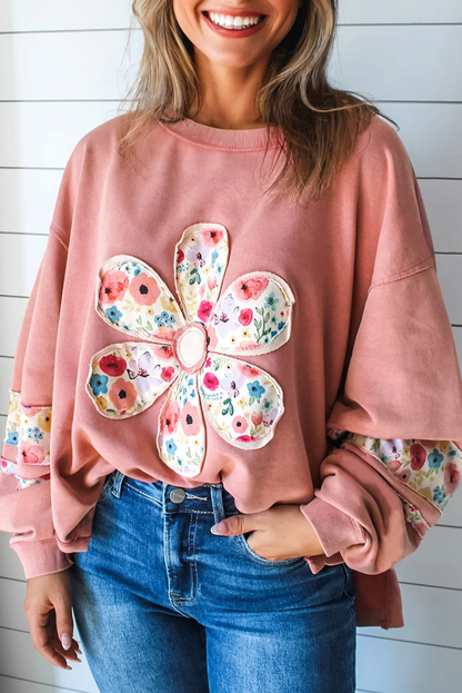 Floral Applique Baggy Top *TWO COLORS* LT