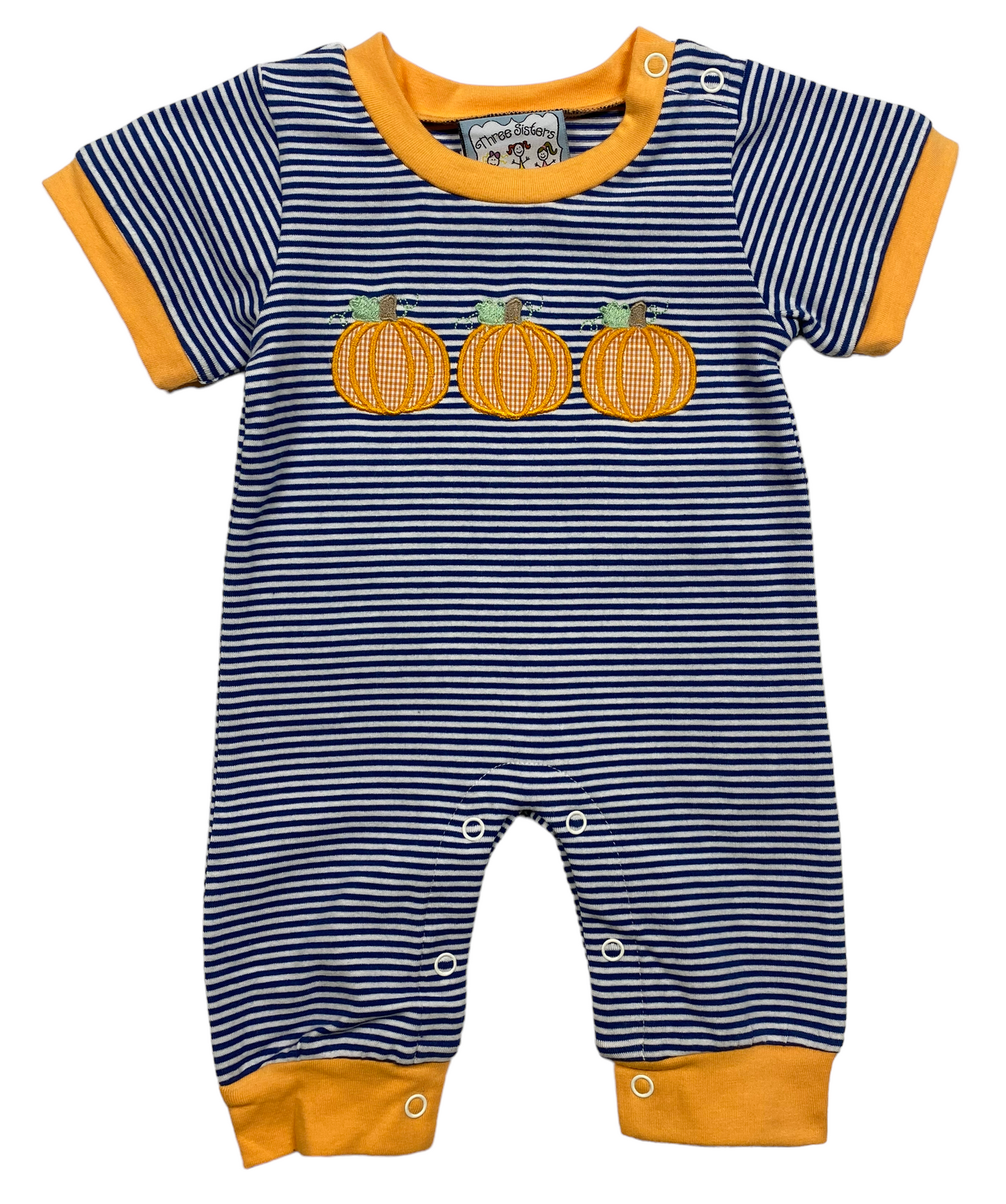 Three Sisters • Pumpkin Appliqué Boys Romper