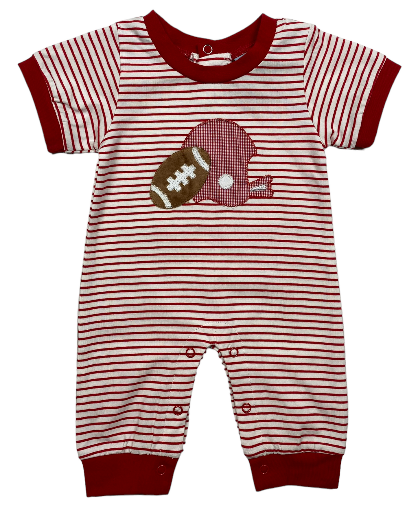 Three Sisters • Red football boys romper