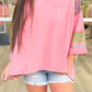 Pink Floral Colorblock Top LT