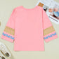 Pink Floral Colorblock Top LT