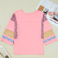 Pink Floral Colorblock Top LT