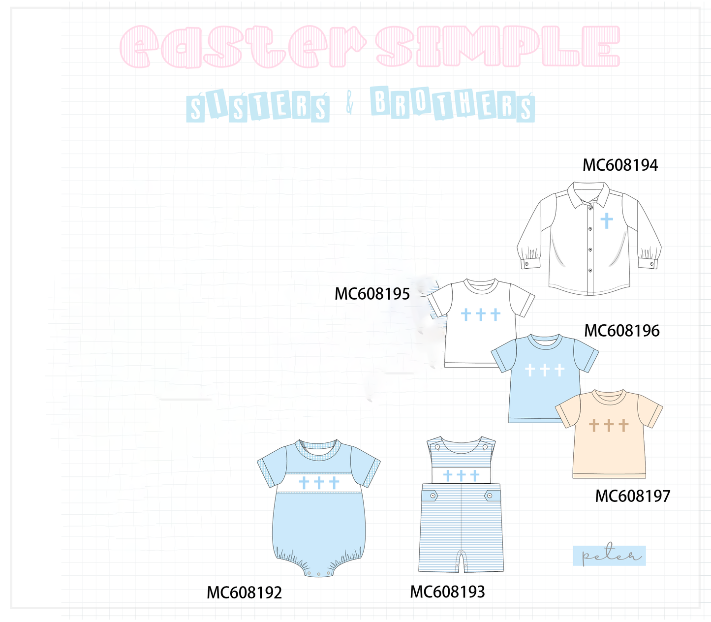 PO101 Pink&blue cross embroidery stripe collection 2