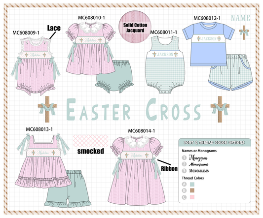 PO101 Pink&blue cross monogram smocked jacquard collection