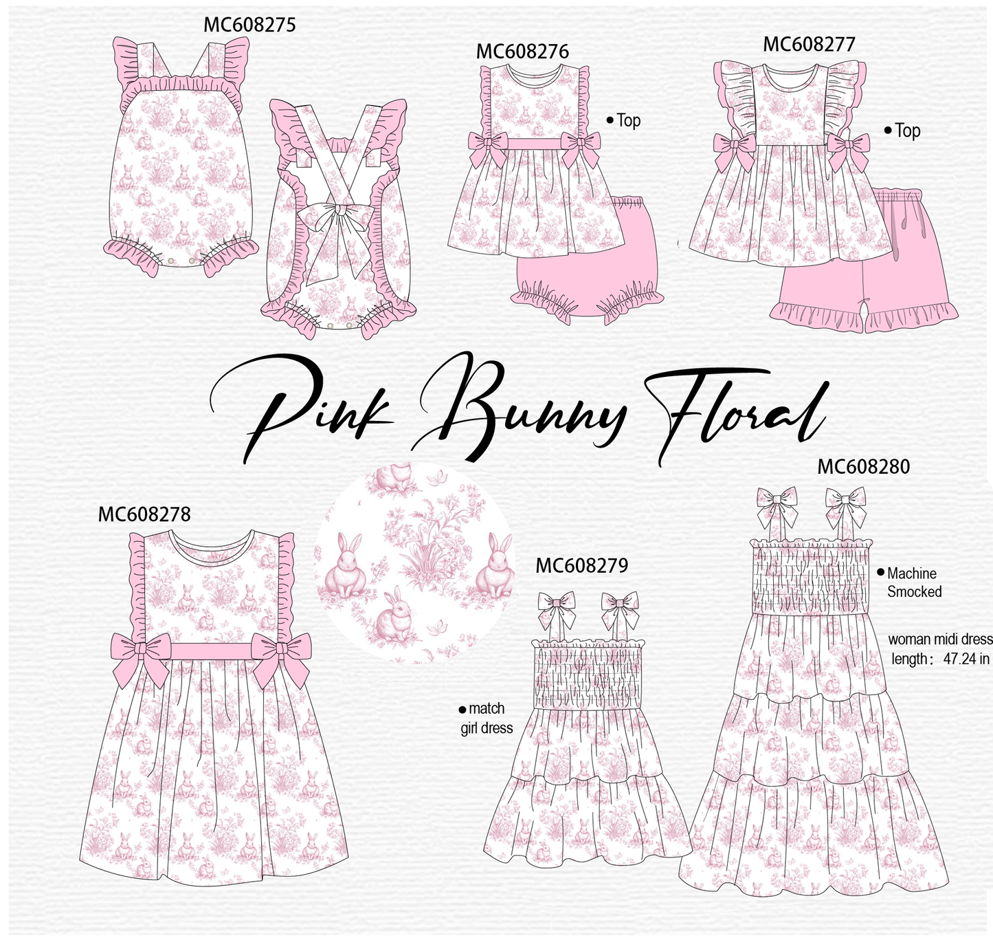 PO101 Pink easter bunny print ruffle collection