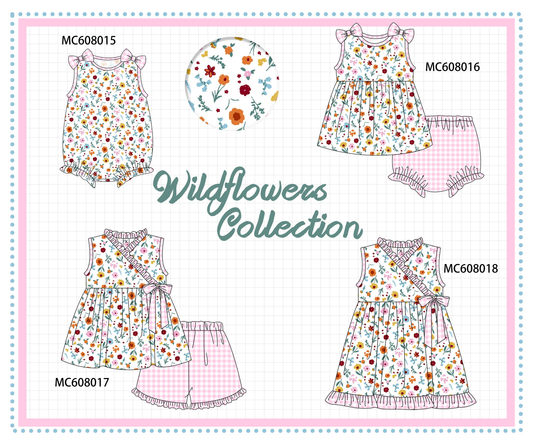 PO101 Pink floral print ruffle gingham collection