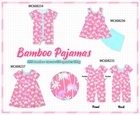 PO101 Pink palm tree print bamboo collection